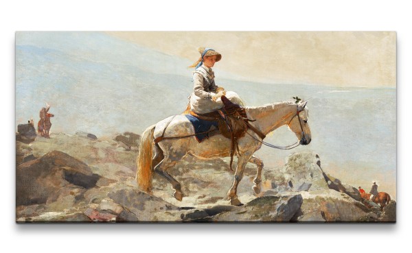 Remaster 120x60cm Winslow Homer weltberühmtes Wandbild The Bridle Path junge Dame mit Pferd