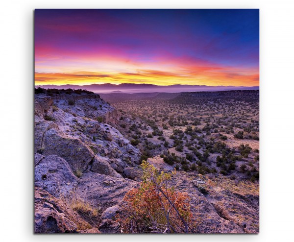 Landschaftsfotografie – Sonnenaufgang, Bandelier National Monument auf Leinwand