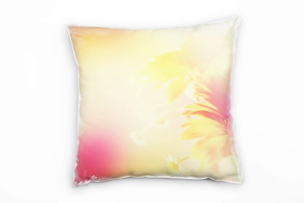 Blumen, orange, pink, Pastellfarben, Sommer Deko Kissen 40x40cm für Couch Sofa Lounge Zierkissen
