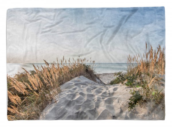 Handtuch Strandhandtuch Saunatuch Kuscheldecke mit Fotomotiv Sand Strand Ostsee