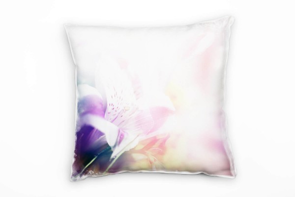 Blumen, rosa, lila, Pastellfarben, Unscharf Deko Kissen 40x40cm für Couch Sofa Lounge Zierkissen
