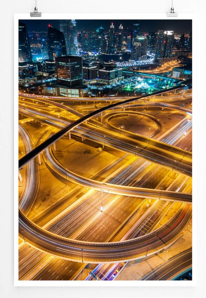 Architektur Fotografie  Verkehrskreuz mit Autos Abu Dhabi 60x90cm Poster