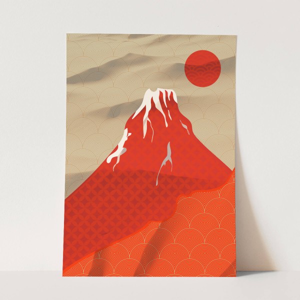 Roter Berg Sonne Grafik Abstrakt Dekorativ Modern