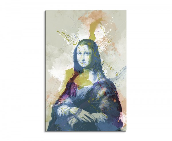 Mona Lisa 90x60cm Aquarell Art Leinwandbild Old