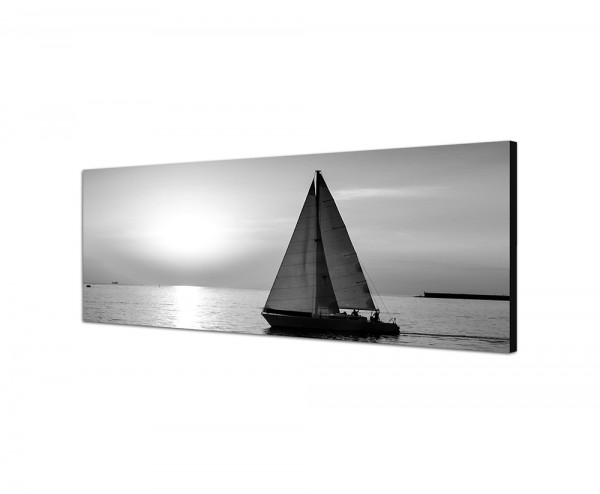 150x50cm Meer Segelboot Silhouette Sonnenuntergang