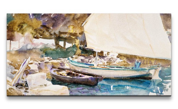 Remaster 120x60cm John Singer weltberühmtes Gemälde zeitlose Kunst Segelboot See Sommer