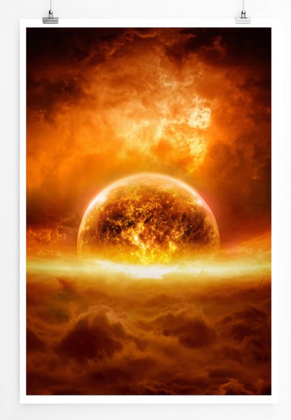 Fotocollage 60x90cm Poster Die Apokalypse mit einer explodierenden Erde