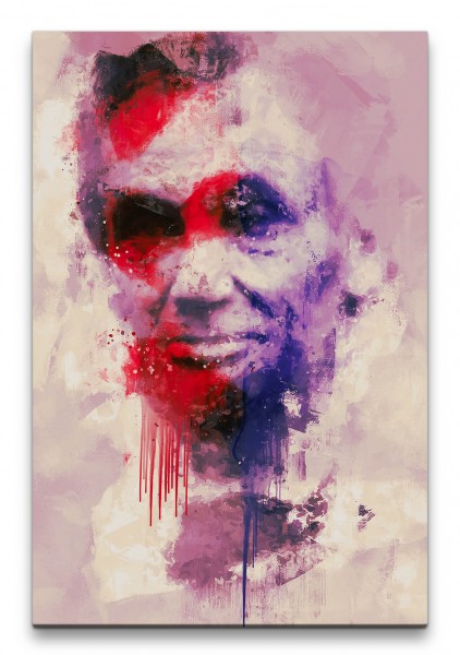 Abraham Lincoln Porträt Abstrakt Kunst Präsident Legende 60x90cm Leinwandbild