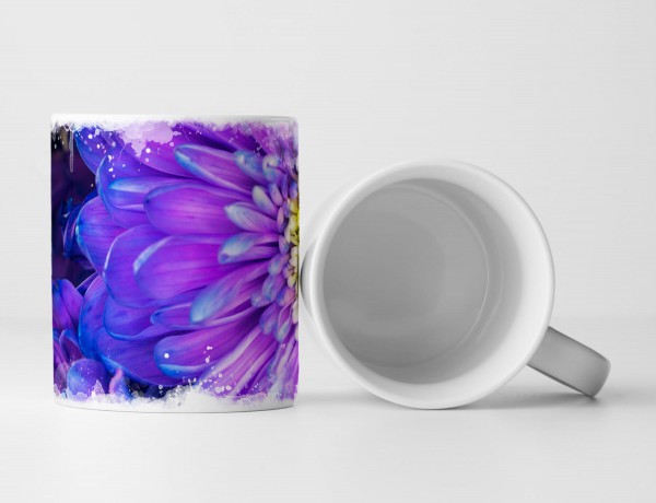 Tasse Geschenk Gerberablumen – lila violett blau