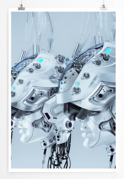 60x90cm Poster Künstlerische Fotografie  Drei Roboter nebeneinander