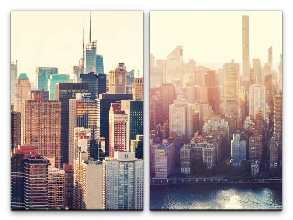 2 Bilder je 60x90cm New York Wolkenkratzer Skyline Urban Mega City USA Architektur