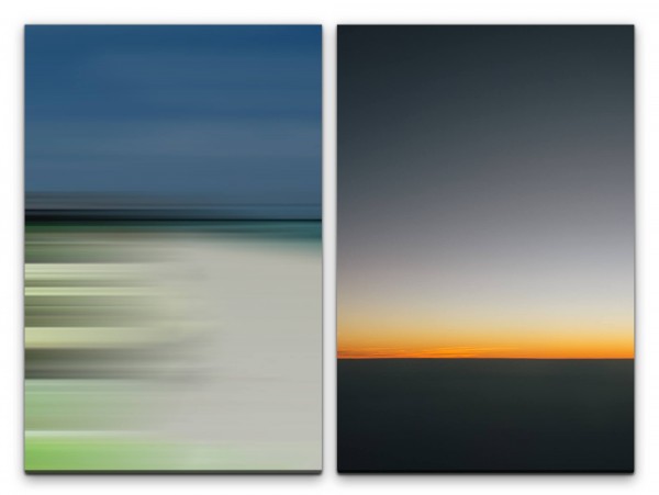 2 Bilder je 60x90cm Horizont Abendröte Abenddämmerung Sonnenuntergang Harmonisch Abstrakt Minimal