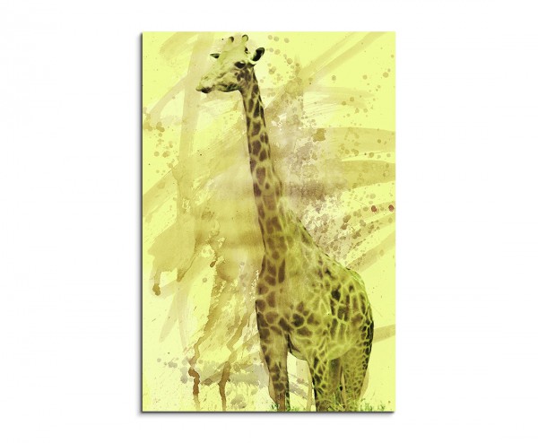 Giraffe 90x60cm Aquarell Art Leinwandbild