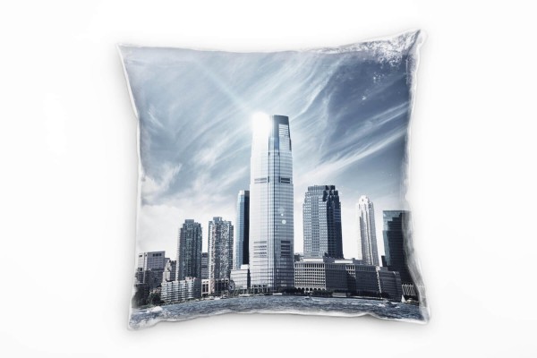 Urban und City, grau, Hochhäuser, New York, Manhattan Deko Kissen 40x40cm für Couch Sofa Lounge Zier