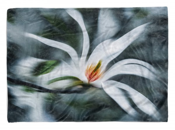 Handtuch Strandhandtuch Saunatuch Kuscheldecke mit Fotomotiv Weiße Blüte Blume