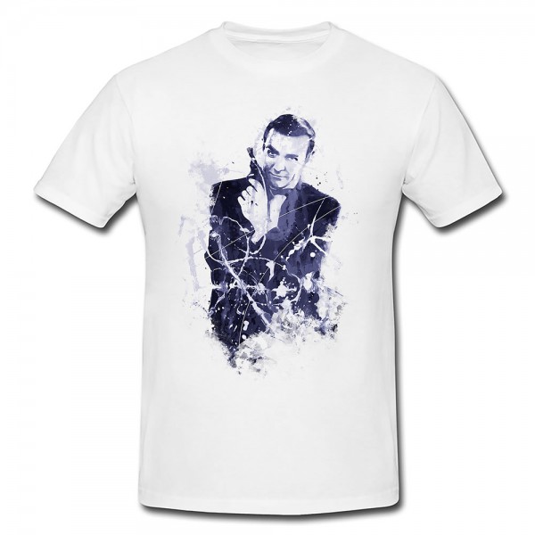 Sean Connery James Bond II Art Premium Herren und Damen T-Shirt Motiv aus Paul Sinus Aquarell
