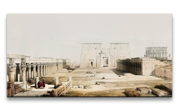 Remaster 120x60cm Tempelanlage Ägypten Luxor Antik schöne Illustration Kunstvoll