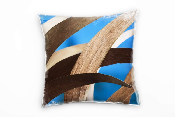 Macro, vertrocknete, Blätter, braun, blau Deko Kissen 40x40cm für Couch Sofa Lounge Zierkissen