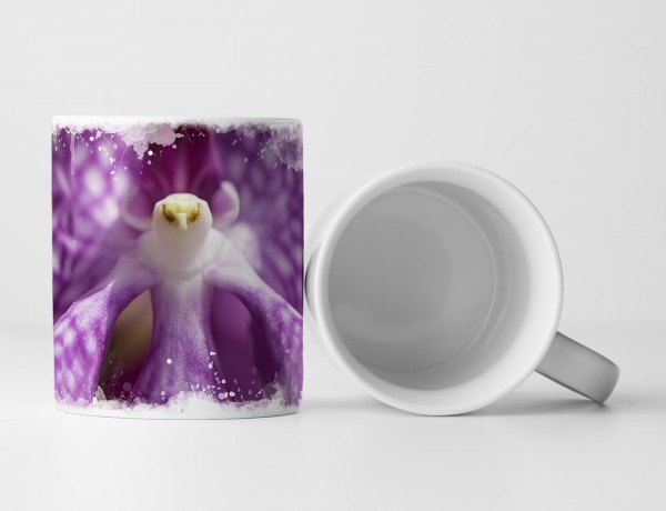 Tasse Geschenk Naturfotografie – Lila Orchidee in Vogelform