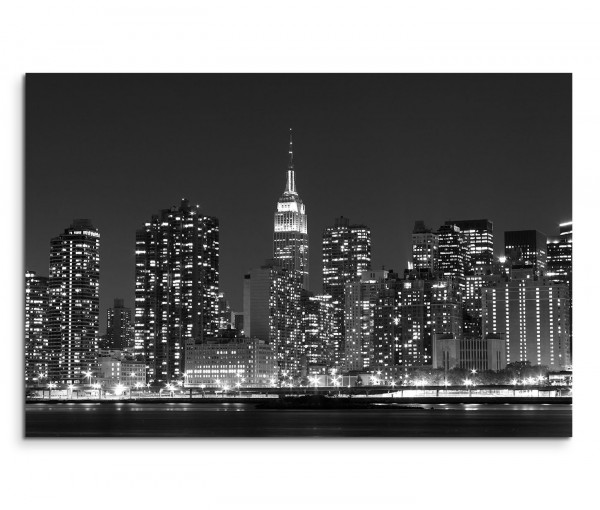 120x80cm Wandbild New York Manhattan Skyline Nacht Lichter