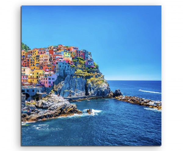 Landschaftsfotografie – Farbenfroher Hafen, Cinque Terre, Italien auf Leinwand