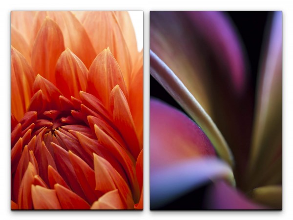 2 Bilder je 60x90cm Blumen Blüten Sommer Fotokunst Dekorativ Rot Makrofotografie