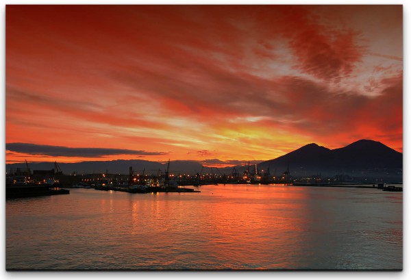 Sonnenaufgang am Hafen Wandbild in verschiedenen Größen