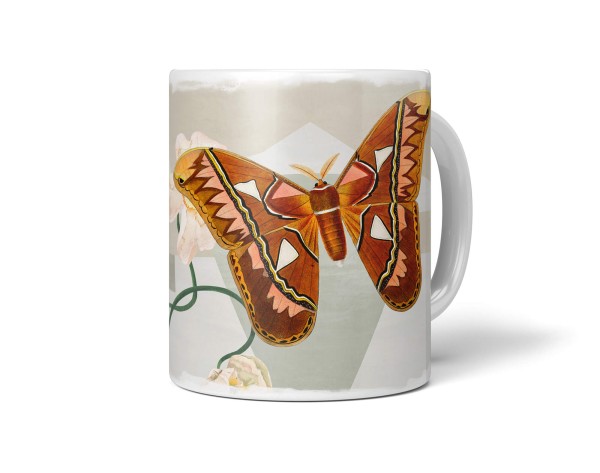 Dekorative Tasse mit schönem Motiv Schmetterling Blumen Blüten Vintage Muster Design