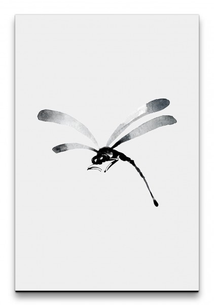 Libelle Abstrakt Grautöne Wasserfarben Modern Minimal Dekorativ