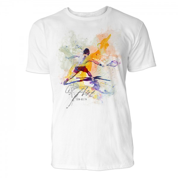 Tennisspieler von hinten Sinus Art ® T-Shirt Crewneck Tee with Frontartwork