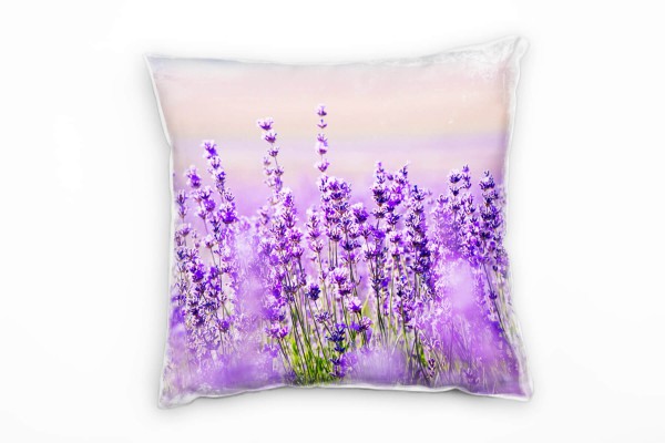 Blumen, Lavendel, lila, grün Deko Kissen 40x40cm für Couch Sofa Lounge Zierkissen