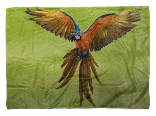 Handtuch Strandhandtuch Saunatuch Kuscheldecke mit Tiermotiv Papagei im Flug
