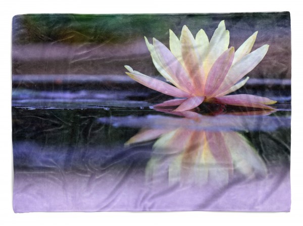 Handtuch Strandhandtuch Saunatuch Kuscheldecke mit Fotomotiv Lotus Blüte Wasser