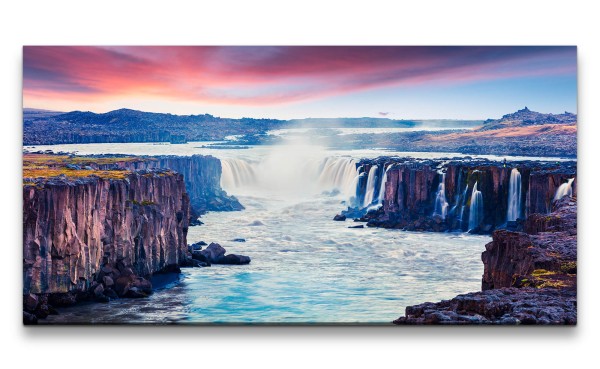 Leinwandbild 120x60cm Dettifoss Wasserfall Island Natur Schön Atemberaubend