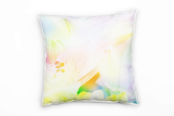 Blumen, bunt Pastellfarben, Unscharf Deko Kissen 40x40cm für Couch Sofa Lounge Zierkissen