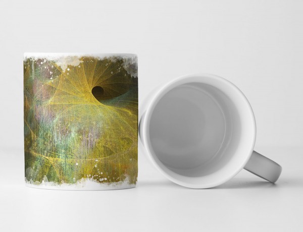 Tasse Geschenk Abstraktion – grün, senfgelb + 3D Effekt