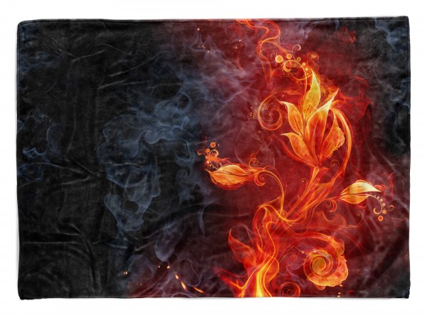 Handtuch Strandhandtuch Saunatuch Kuscheldecke mit Fotomotiv Flammen Blumen Feuer