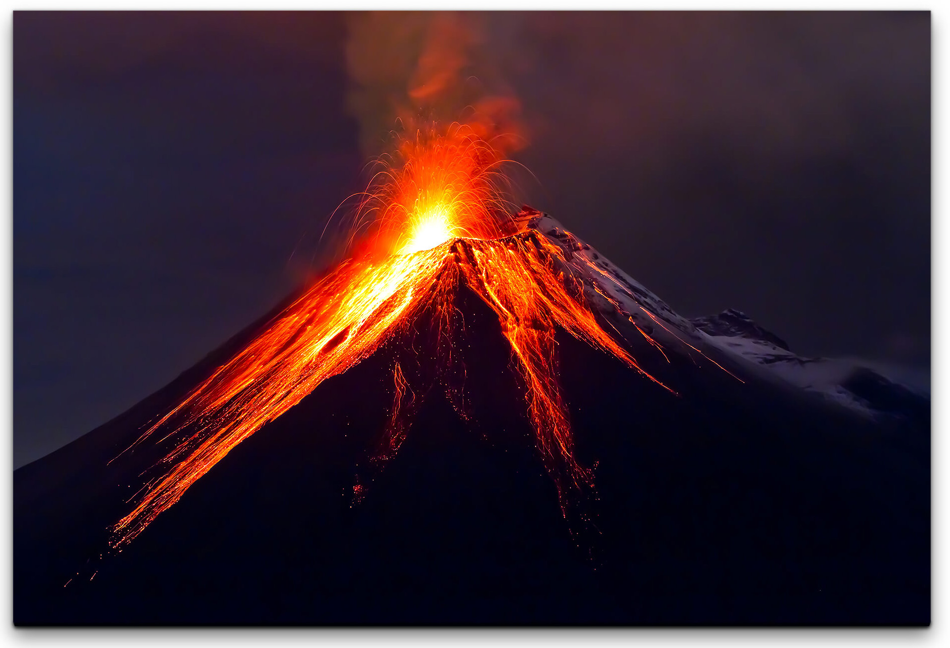 Hot Lava Vulkan Magma Panorama Format Bild auf Leinwand Wandbild Poster