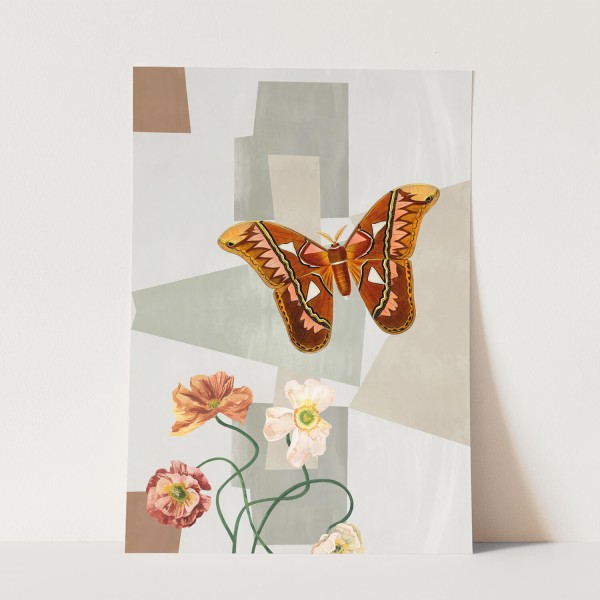 Wandbild Schmetterling Blumen Blüten Vintage Muster Design
