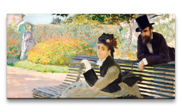 Remaster 120x60cm Claude Monet Impressionismus weltberühmtes Wandbild Camille Monet Parkbank