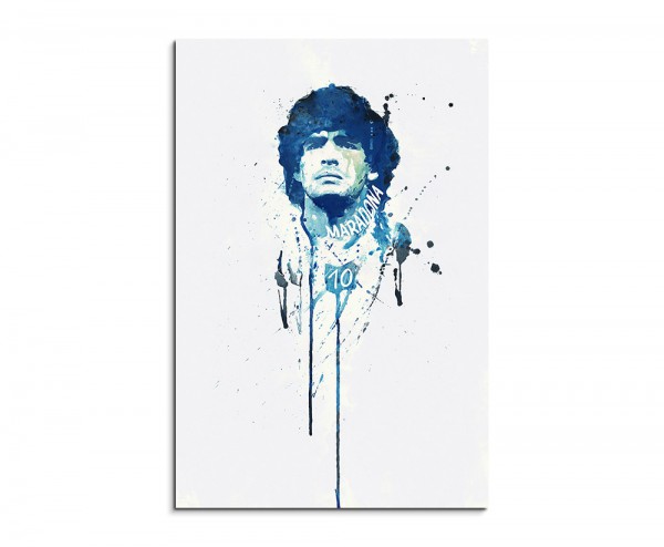 Diego Maradona 90x60cm Aquarell Art Wandbild auf Leinwand fertig gerahmt Original Sinus Art