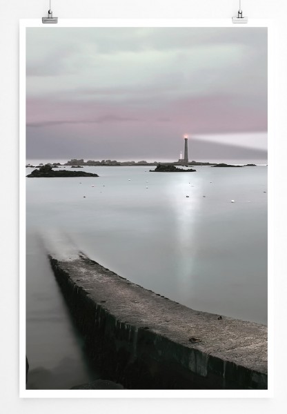 60x90cm Landschaftsfotografie Poster Leuchtturm im Nebelmeer