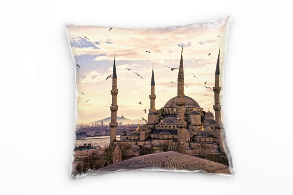 Urban und City, braun, blaue Moschee, Istanbul Deko Kissen 40x40cm für Couch Sofa Lounge Zierkissen