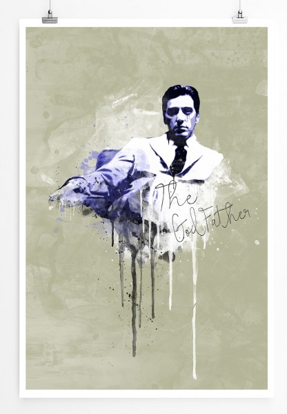 The GodFather Al Pacino 90x60cm Paul Sinus Art Splash Art Wandbild als Poster ohne Rahmen gerollt