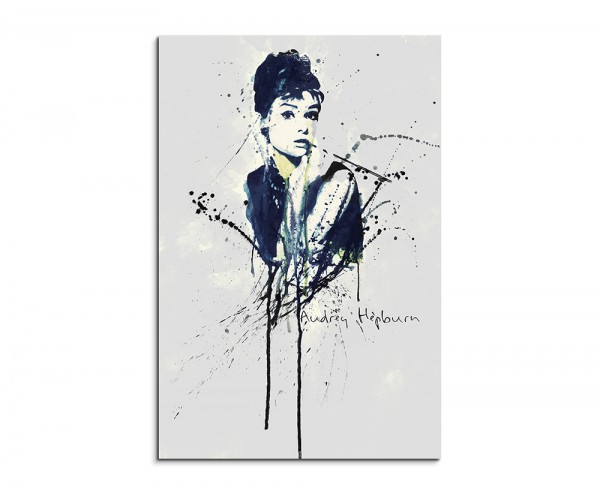 Audrey Hepburn 90x60cm Aquarell Art Wandbild auf Leinwand fertig gerahmt Original Sinus Art
