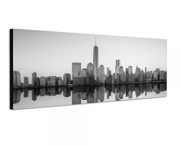 150x50cm Manhattan Skyline Wasser Morgenlicht