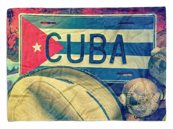 Handtuch Strandhandtuch Saunatuch Kuscheldecke mit Fotomotiv Cuba Hut Metallsch