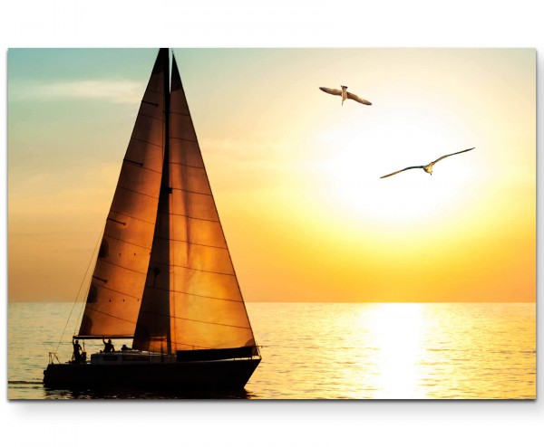 Fotografie  Yacht im Sonnenuntergang - Leinwandbild