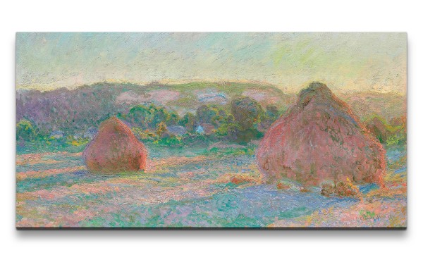 Remaster 120x60cm Claude Monet Impressionismus weltberühmtes Wandbild Ernte Heuhaufen Zeitlos