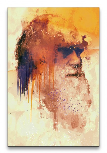 Charles Darwin Porträt Abstrakt Kunst Evolution Naturwissenschaftler 60x90cm Leinwandbild